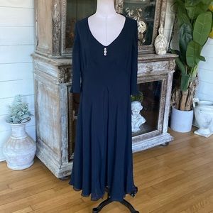 GIORGIO GRATI ITALY ITALIAN LUXURY SILK OVERLAY DRESS IT 52 US 1X EXCELLENT